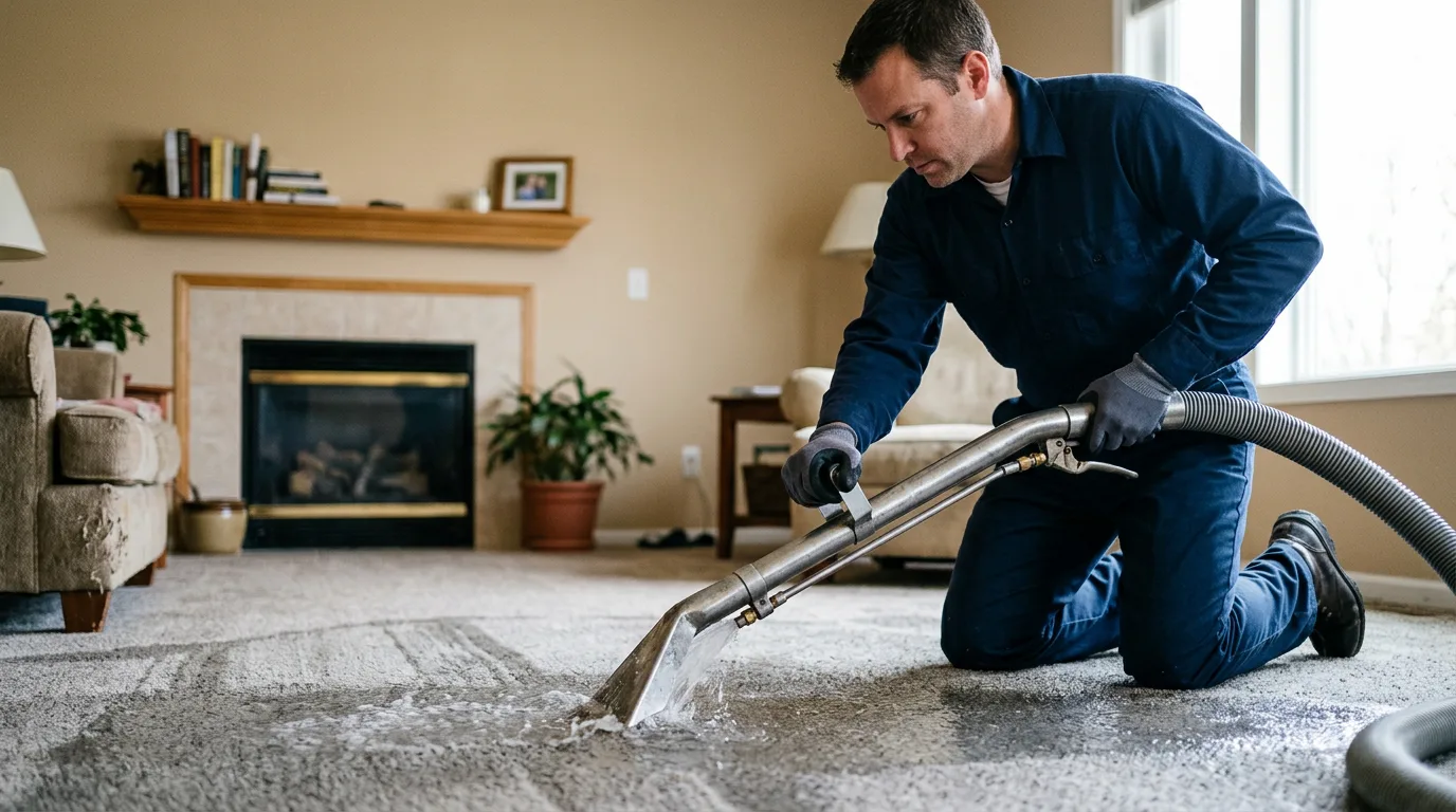 Water damage restoration technician working near May, TX